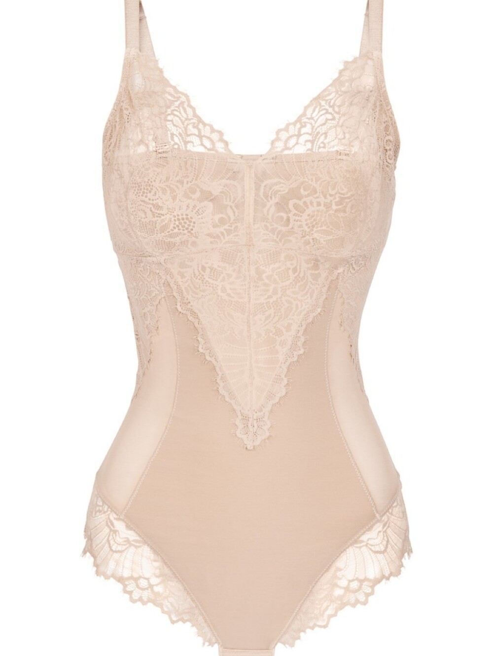 Pinsy Sculpting Lace Shapewear Bodysuit Beige